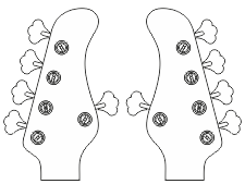 Bas pięciostrunowy - stroiki w dwustronnym układzie 4+1 (cztery lewe oraz jeden prawy) oraz główka w wersji reverse 1+4 (jeden lewy oraz cztery prawe) Dwustronny układ stroików na główce pięciostrunowej gitary basowej