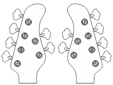 Bas sześciostrunowy - stroiki w dwustronnym układzie 4+2 (cztery lewe oraz dwa prawe) oraz główka w wersji reverse 2+4 (dwa lewe oraz cztery prawe) Dwustronny układ stroików na główce sześciostrunowej gitary basowej