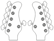 Bas sześciostrunowy - stroiki w dwustronnym układzie 5+1 (pięć lewych oraz jeden prawy) oraz główka w wersji reverse 1+5 (jeden lewy oraz pięć prawych) Dwustronny układ stroików na główce sześciostrunowej gitary basowej